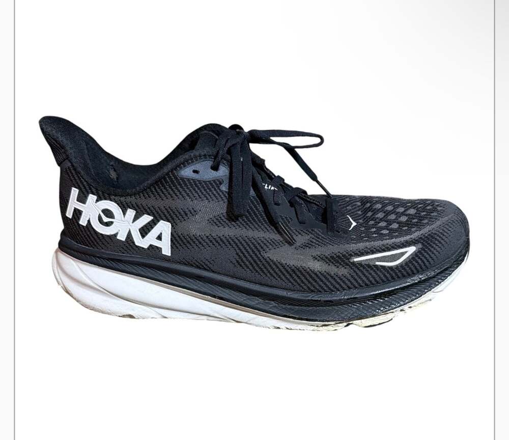 Hoka Clifton 9 Men's Running Shoes, Black/White (Size 12.5 2E)